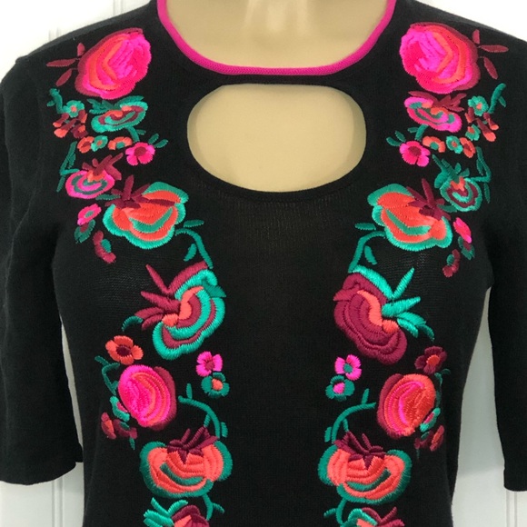 Nanette Lepore Floral Knit Embroidered Cutout Mini Dress XS - Picture 4 of 15